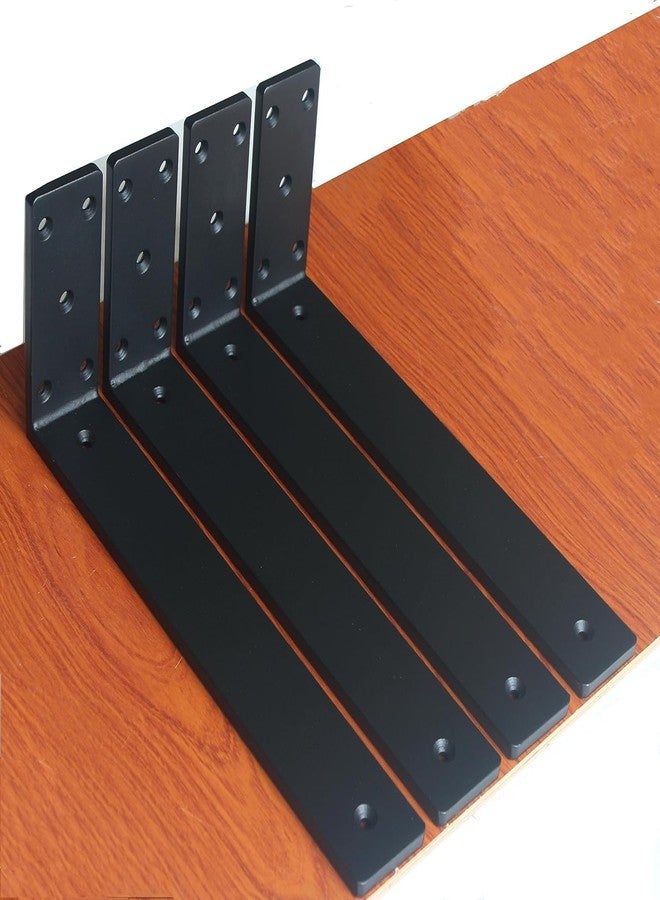 Dcloud دعامات سطح العمل من دي كلاود، مقاس 18 بوصة طول × 6 بوصات ارتفاع × 2.5 بوصة عرض، سمك 10 مم، دعامات سطح عمل مخفية شديدة التحمل، دعامات رفوف معدنية سوداء غير لامعة (عبوة من 4 قطع، 18 بوصة) - Image 1